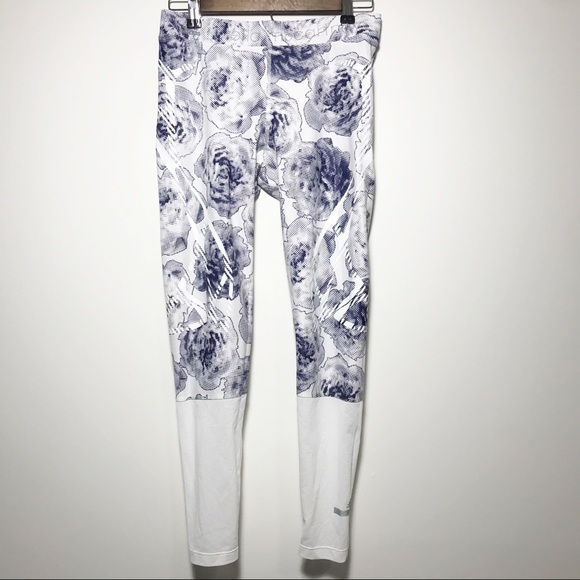 Adidas By Stella Mccartney Pants Jumpsuits Adidas Stella Mccartney White Blue Floral Leggings Poshmark